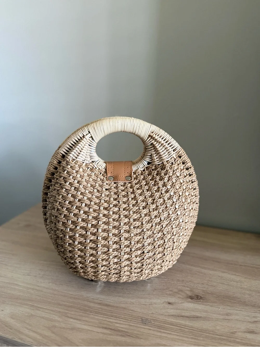Handwoven Rattan Straw Summer Bag - Natural